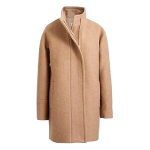 J. Crew City Coat High Neck Tan Beige Wool Minimal Quite Luxury Cocoon Jacket